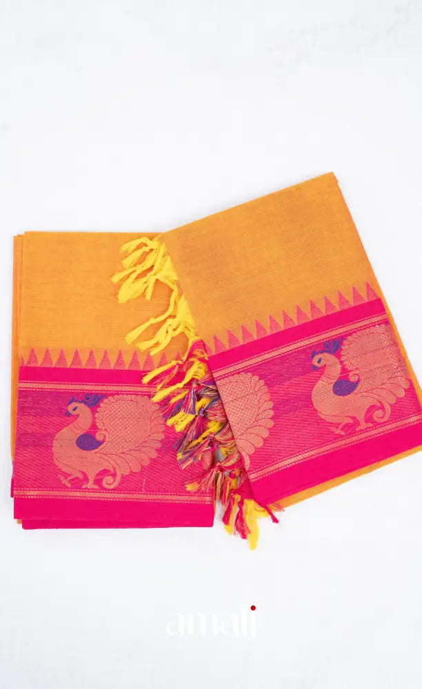 Swara Unstitched Salwar - Two tone Orange and Rani Pink salwar